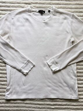 Vince White Pima Cotton Waffle-Knit Crew Neck Sweater XL Men's Pullover